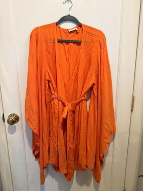 ASOS Orange Wrap-Style Tie Waist Mini Dress